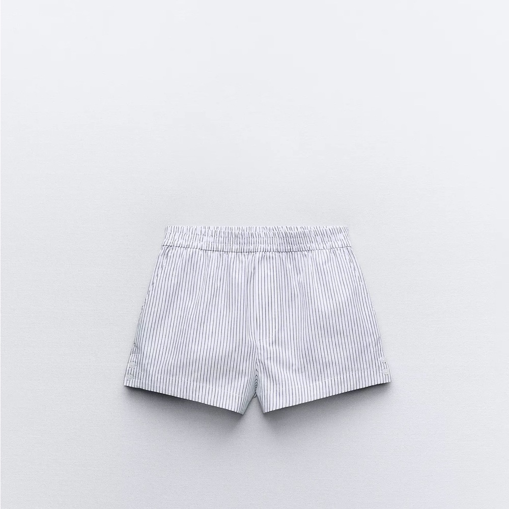 Zara High Waist Striped Gray Shorts